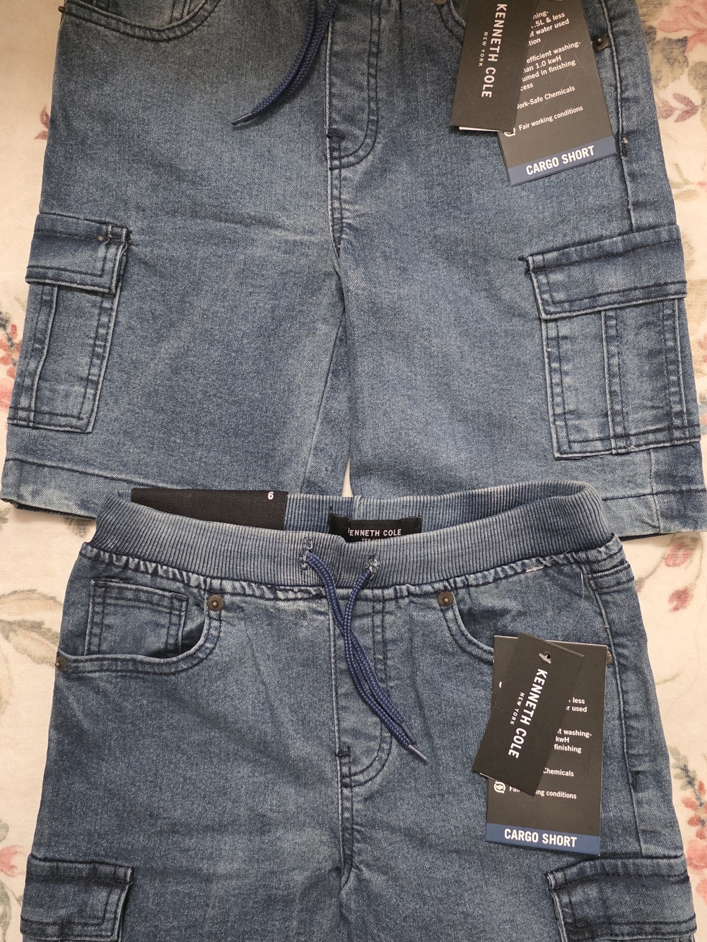 Kenneth Cole Denim-Look Blue Cargo Shorts - Pair